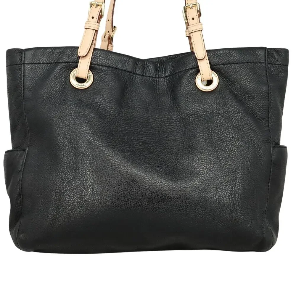 Michael Kors Bag Womens Black Pebbled Leather Tote Handbag Charm Double Handle - Picture 5 of 14